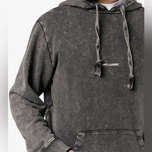 NWT Saint Laurent Printed Logo Distressed Hoodie